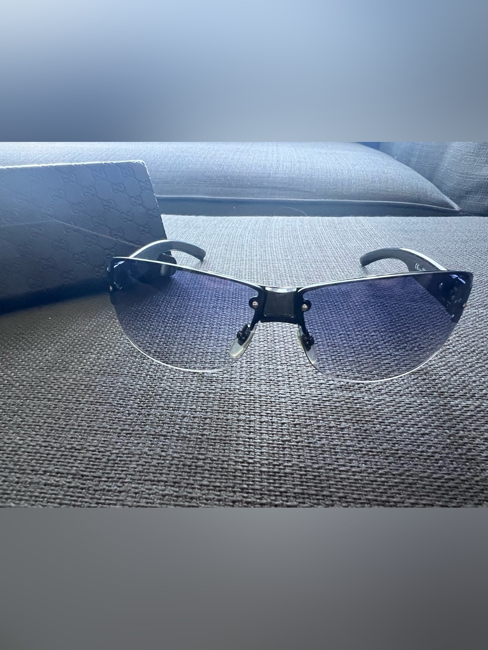 Vintage Y2K Gucci Blue Lense Sunglasses